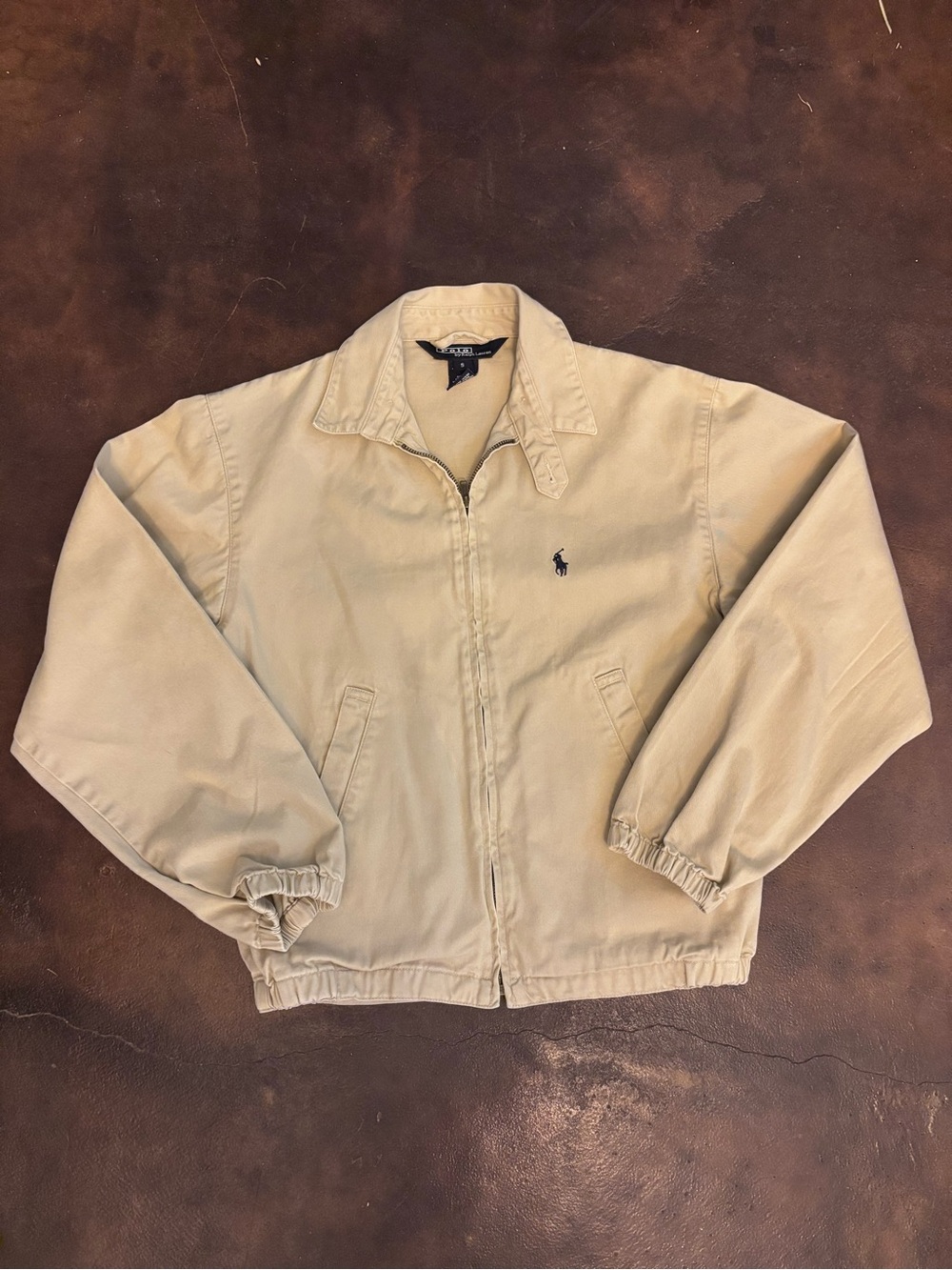 Polo by Ralph Lauren Beige Bomber Jacket with Navy Pony